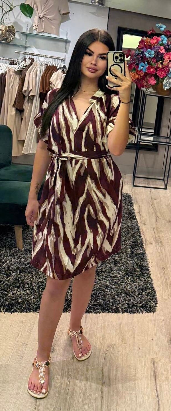 Print Dress Bordeaux