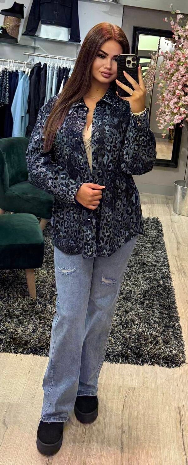 Denim panter blouse