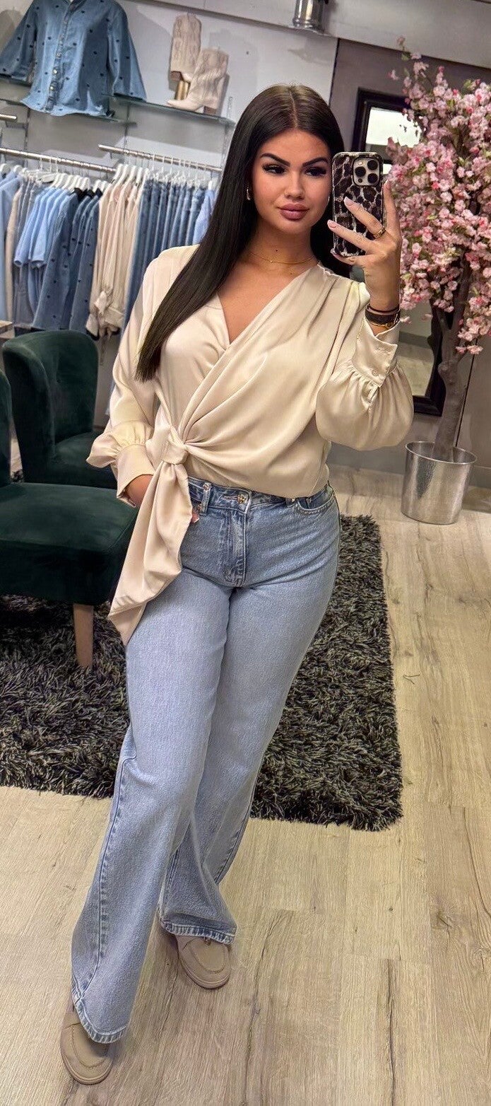 Satijn blouse beige