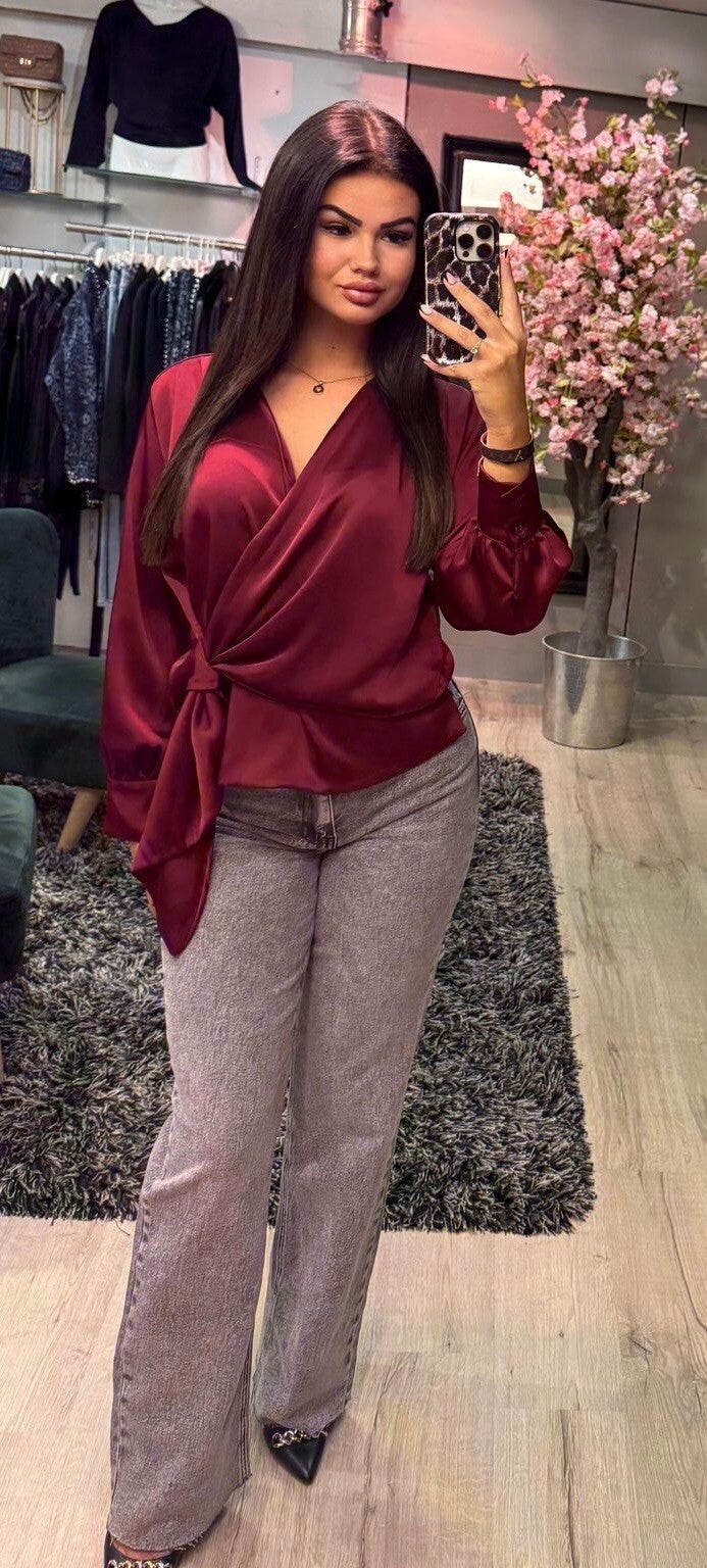 Satin blouse bordeaux