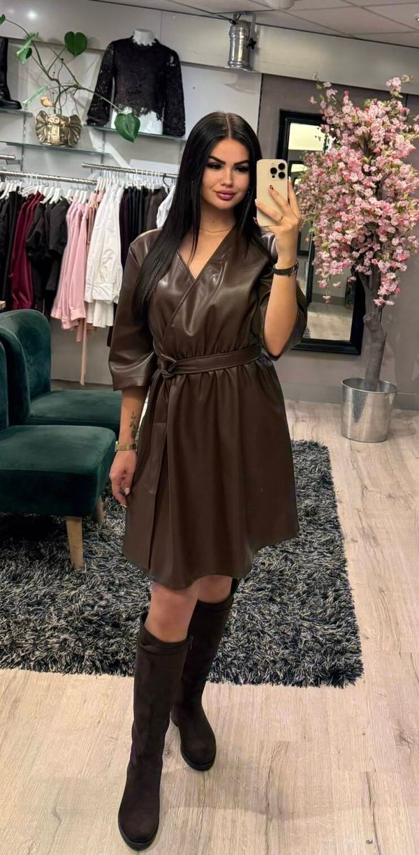 Leather Dress brown