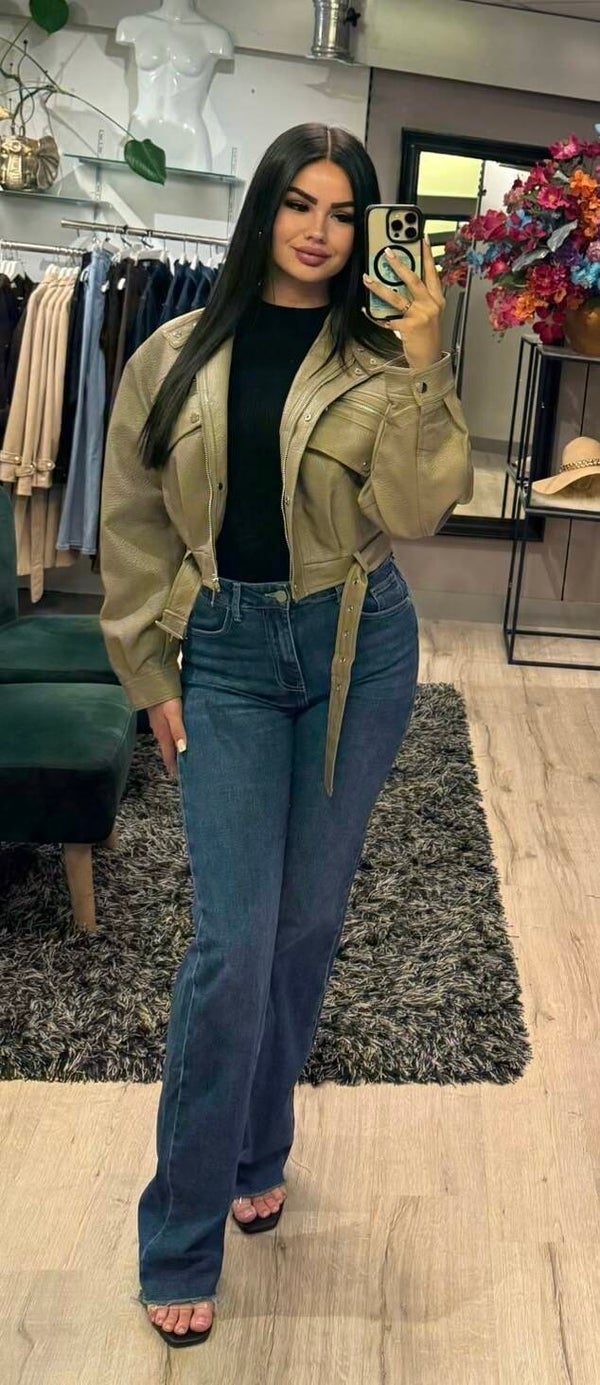 Leather Bomber Sara taupe
