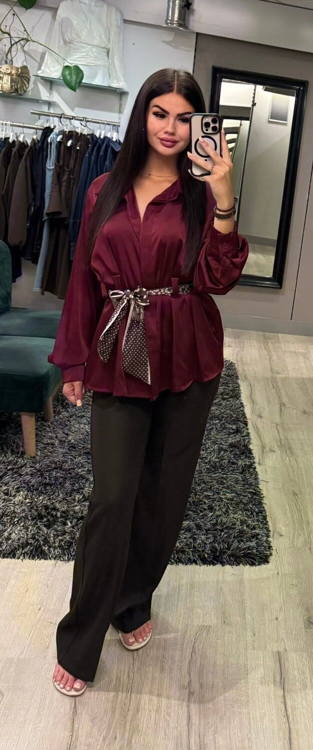 Satijn blouse bordeaux