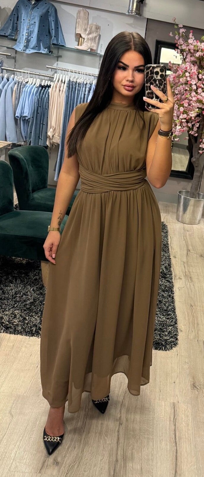 Maxi jurk bruin