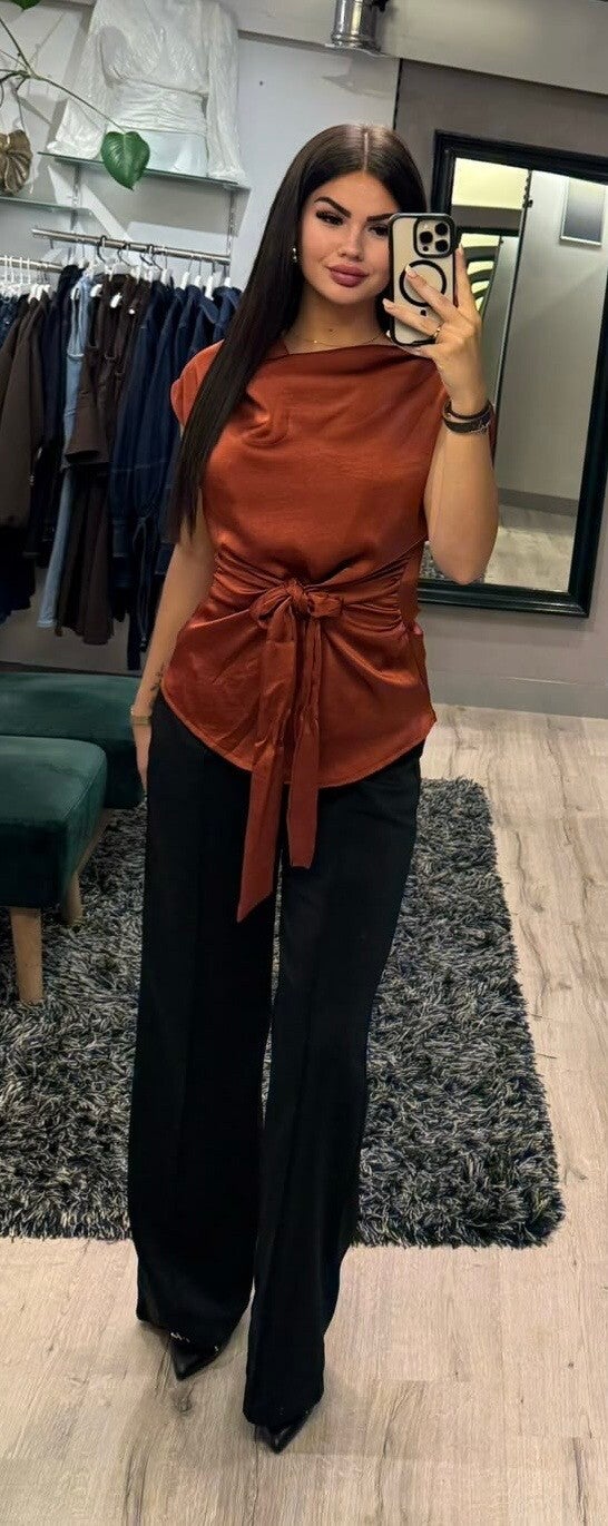 Satijn top terracotta