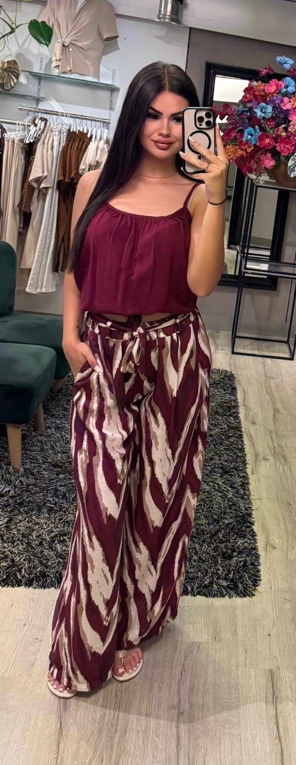 Print broek Bordeaux