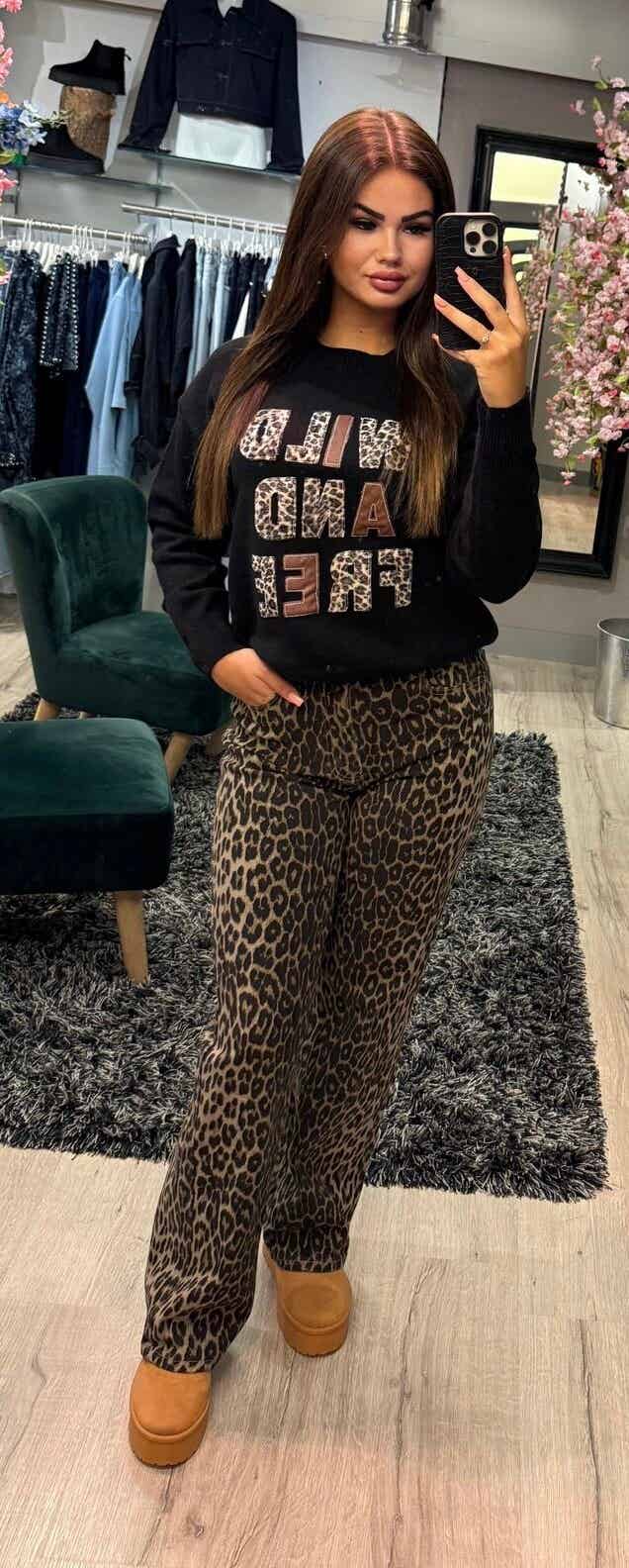 Trui leopard zwart
