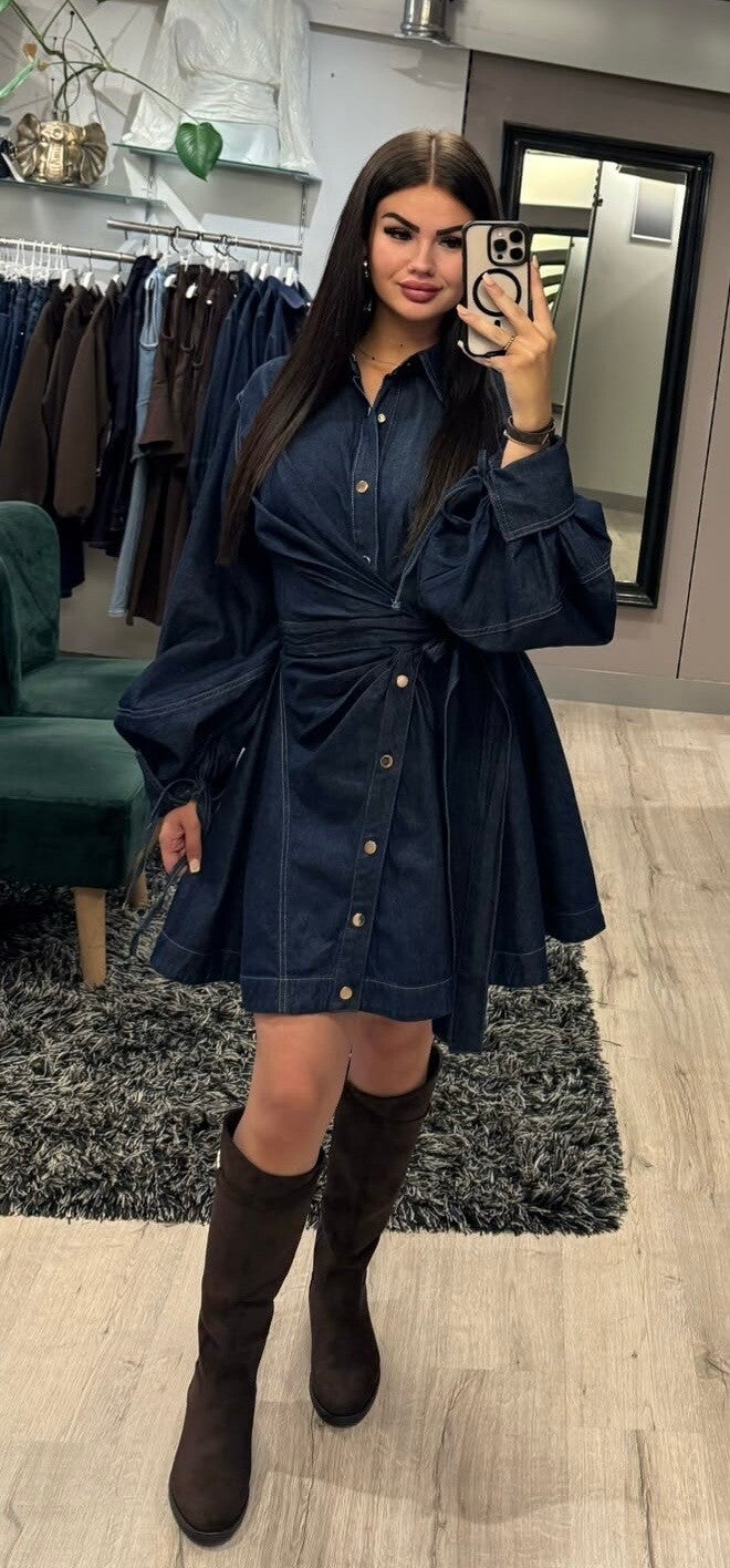 Satijn blouse navy