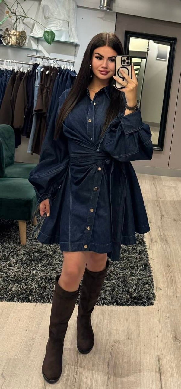 Satijn blouse navy