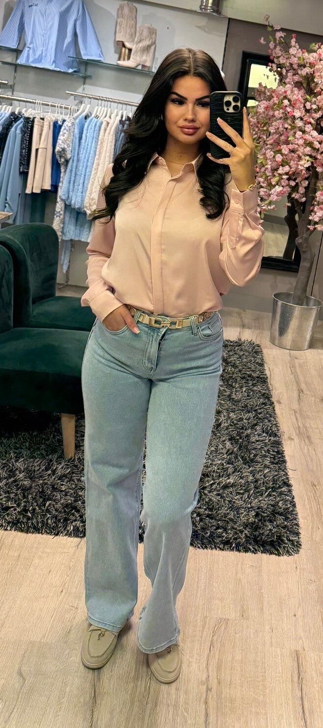 Blouse satijn soft pink