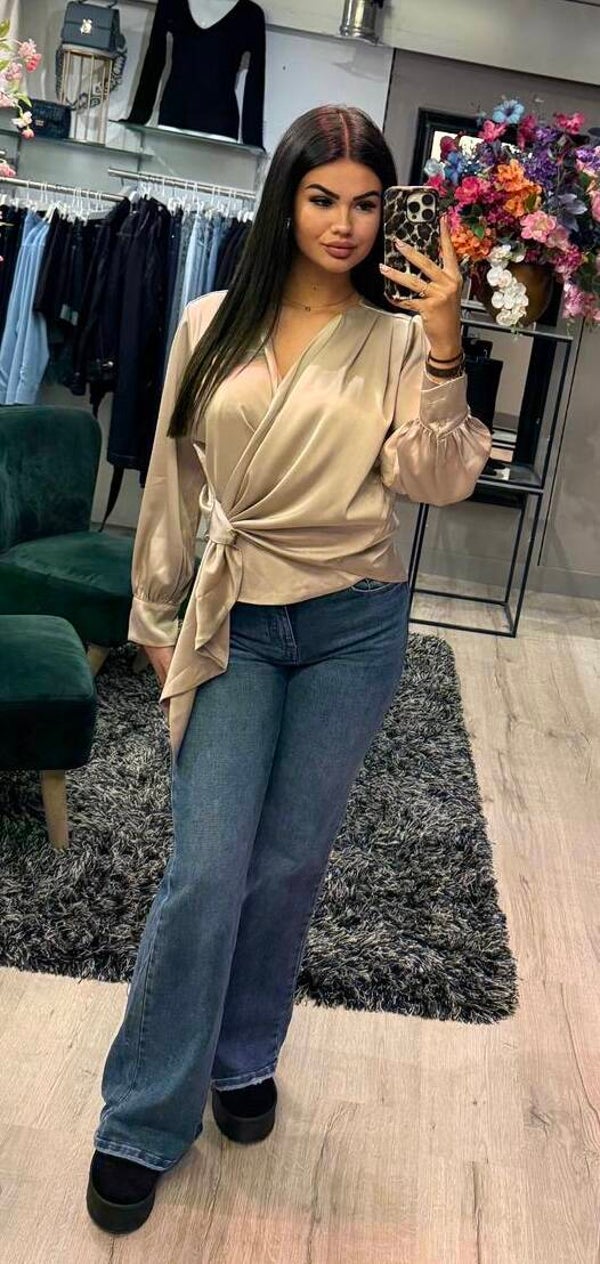 Satin blouse beige