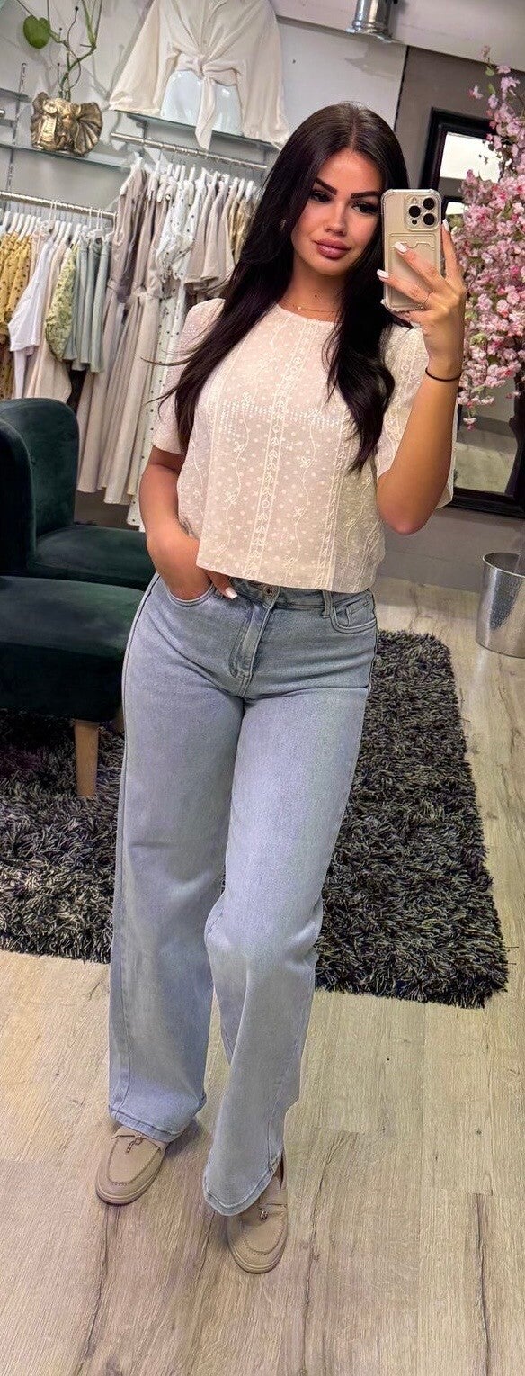 Pailetten top beige