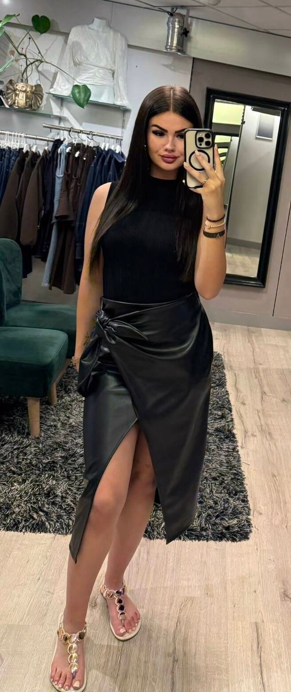 Leather skirt zwart