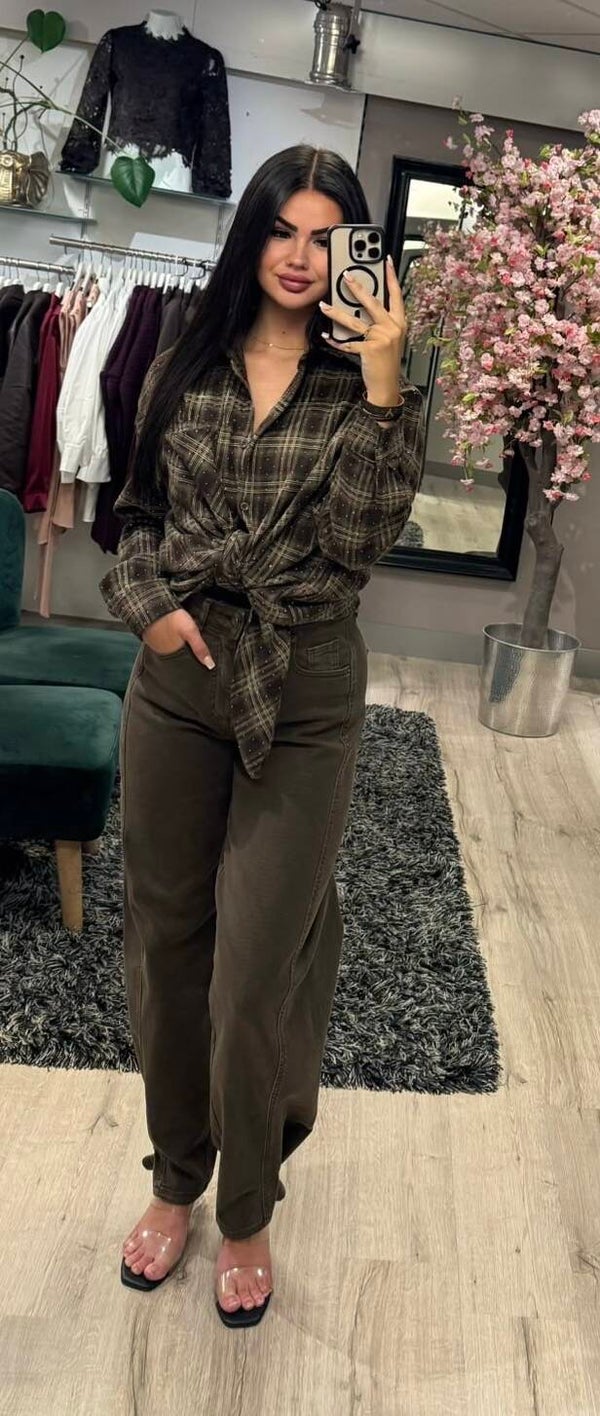 Sparkle blouse bruin