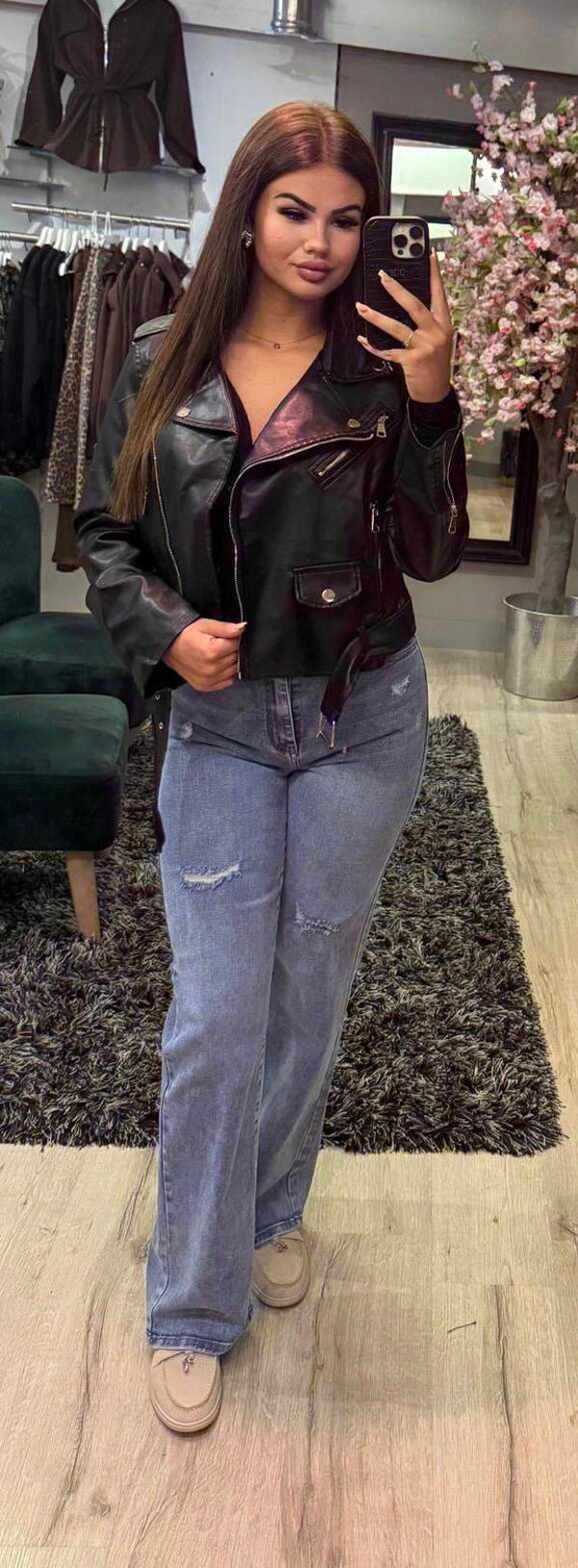 Biker jack black gold