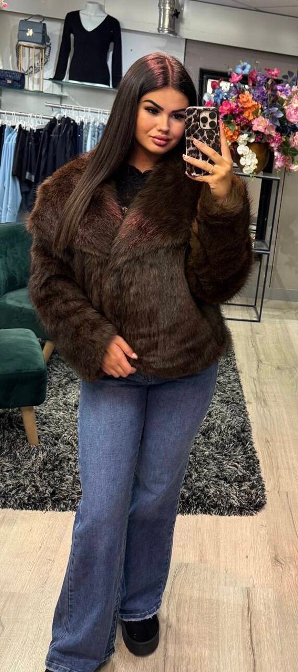 Fluffy jas bruin