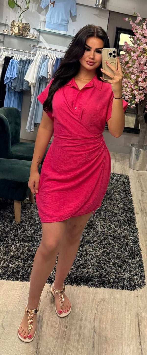 Wikkel jurkje roze