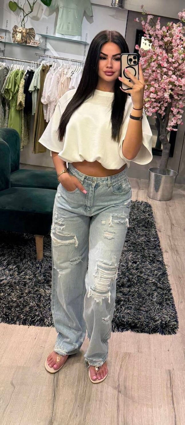 Ripped Wide leg jeans