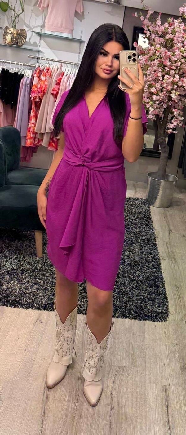 Linnen jurkje fuchsia