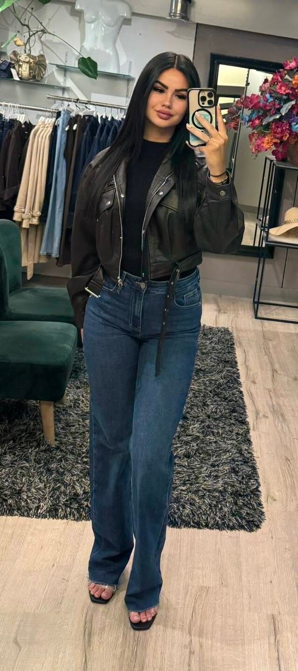 Leather Bomber Sara bruin