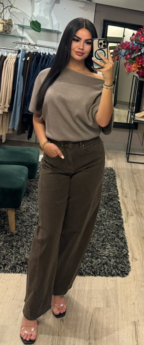 Barrel jeans bruin