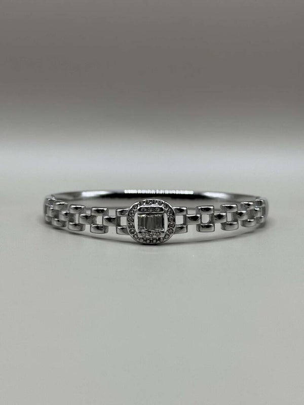 Schakel Bangle Strass/Zilver