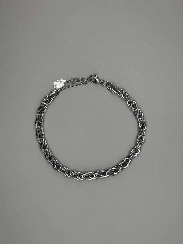 Gedraaide Schakel Armband Groot Zilver