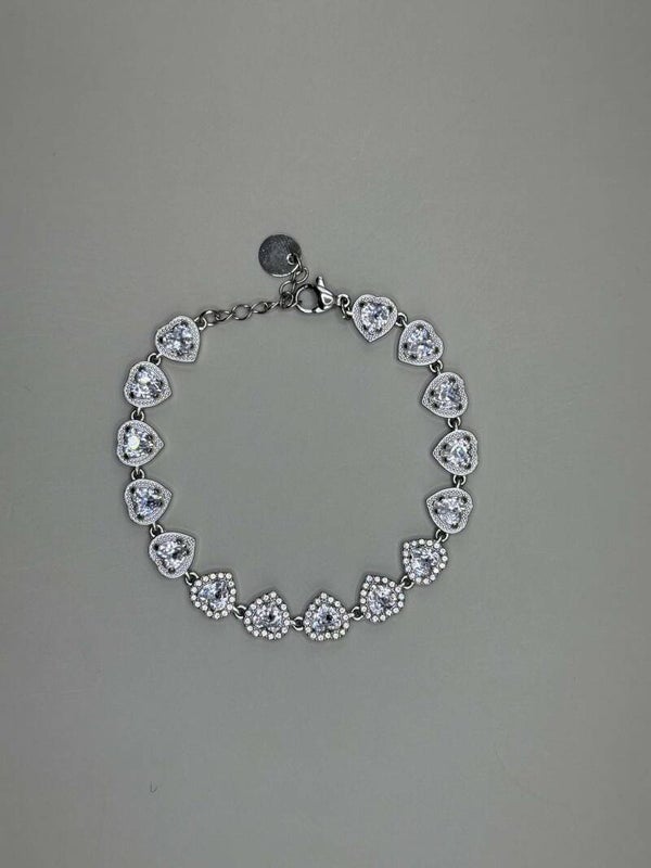 Strass Armband Hart Zilver