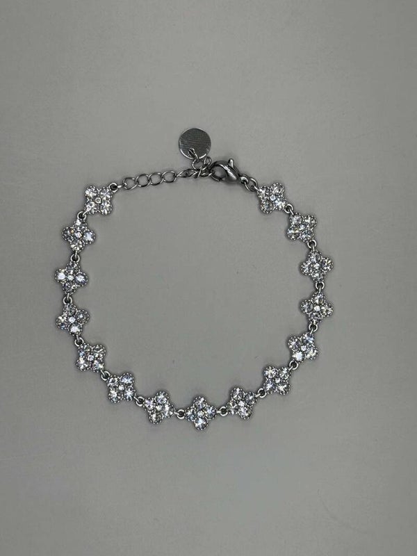 Strass Armband Klaver Zilver