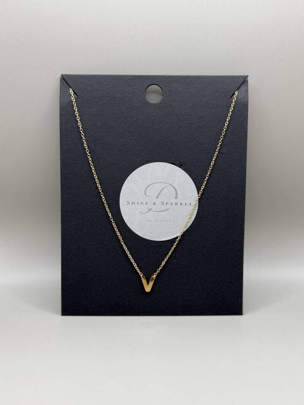 Letter V Ketting Goud