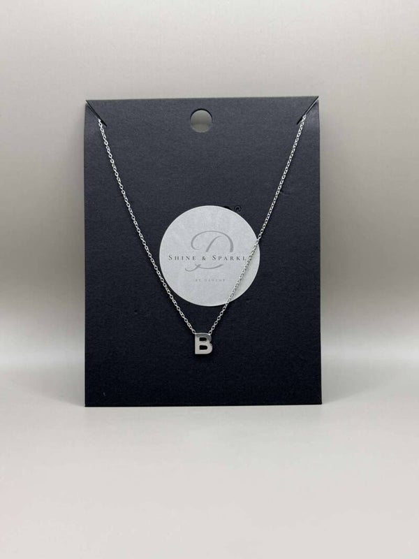 Letter B Ketting Zilver
