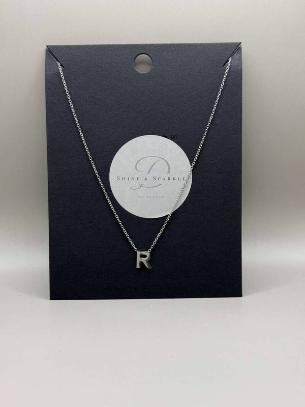 Letter R Ketting Zilver