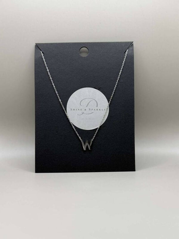 Letter W Ketting Zilver