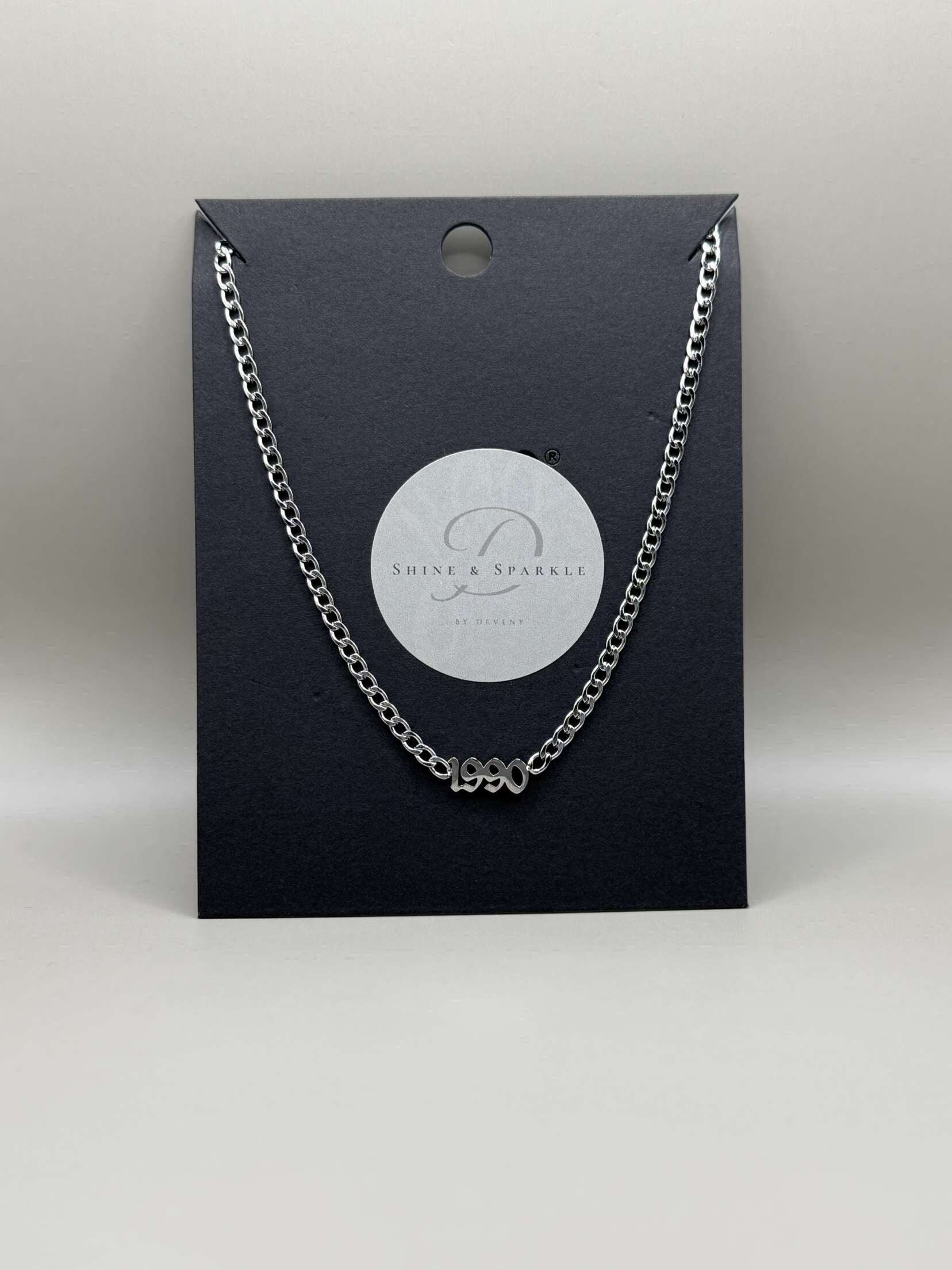 JaarGetal 1990 Ketting Zilver