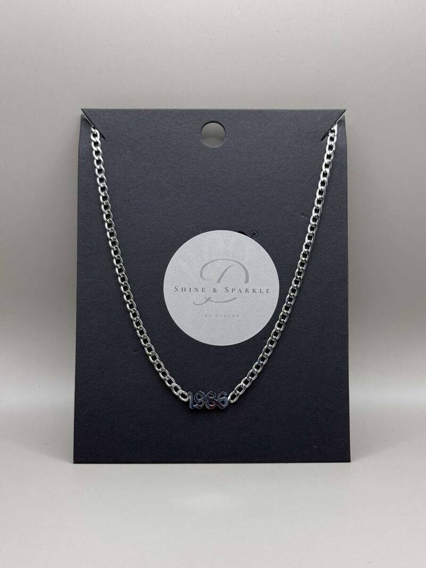 JaarGetal 1986 Ketting Zilver