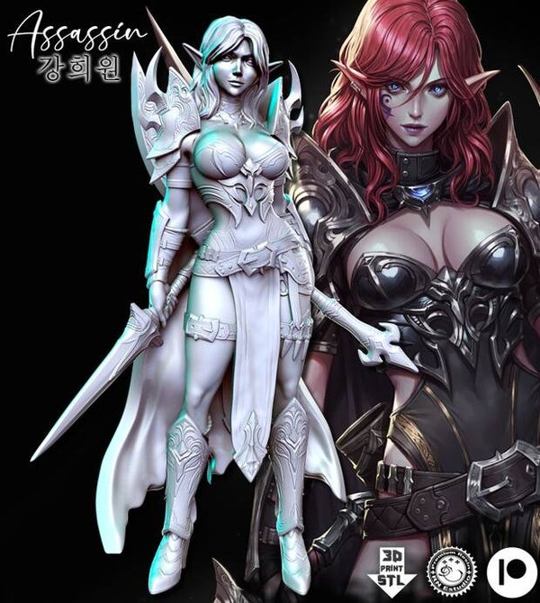 Dungeon Pin-Ups - Assassin / 3D Miniatur für Wargaming und Tabletop, DnD, Fantasy, Sci-Fi