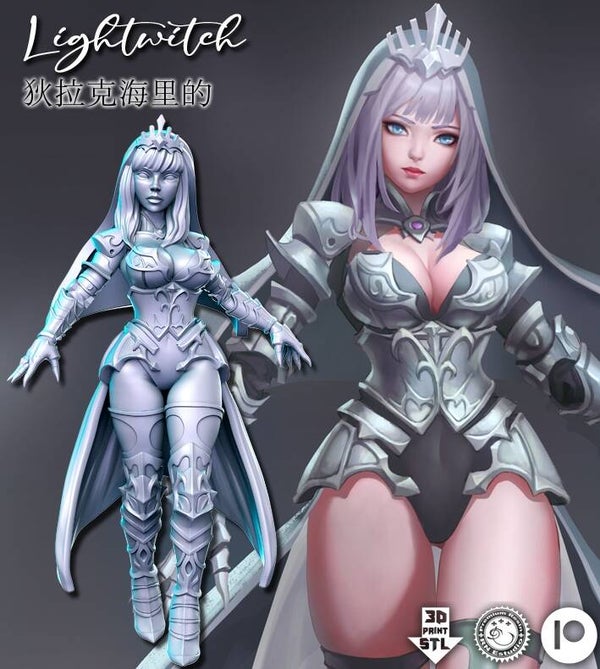 Dungeon Pin-Ups - Lichthexe / 3D Miniatur für Wargaming und Tabletop, DnD, Fantasy