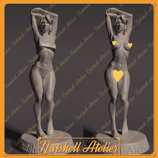 Nutshell Atelier 004 - Streching Girl Pose 1 / 3D Miniatur für Sammler, Vitrine, Fans ( Sci-Fi, PinUp)
