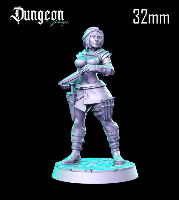Dungeon Pin-Ups - Schurkin / 3D Miniatur für Wargaming und Tabletop, DnD, Fantasy