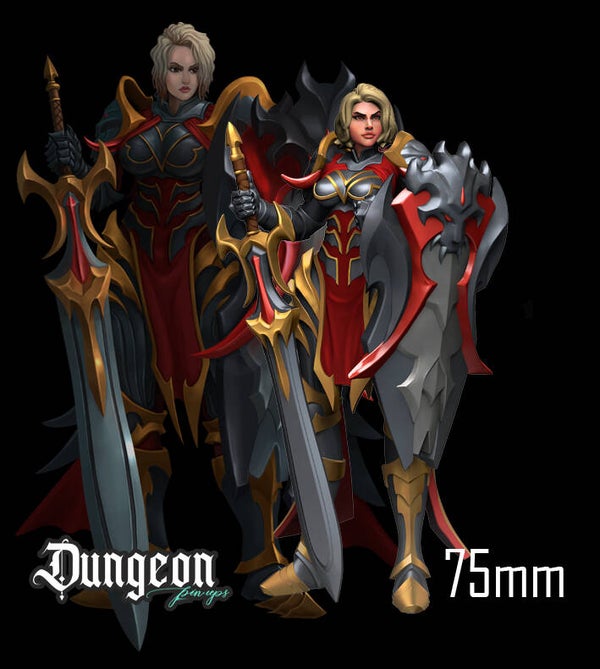 Dungeon Pin-Ups - Dark Knight / 3D Miniaturen für Wargaming und Tabletop, DnD, Fantasy, Sci-Fi