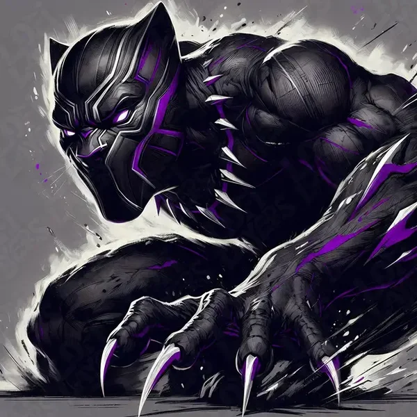 Marvel Comics - Black Panther / 3D gemaltes Bild, 3D gedrucktes Gemälde