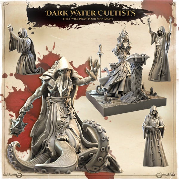 Wicked Hills DnD 5e Campaign -  Dark Water Cultists / 3D Miniaturen für Wargaming und Tabletop, DnD, Fantasy, Cthulhu