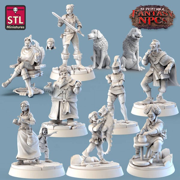 STL Miniatures - Fantasy NPCs - Individuelle Charaktere / 3D Miniaturen für Wargaming und Tabletop, DnD, Fantasy