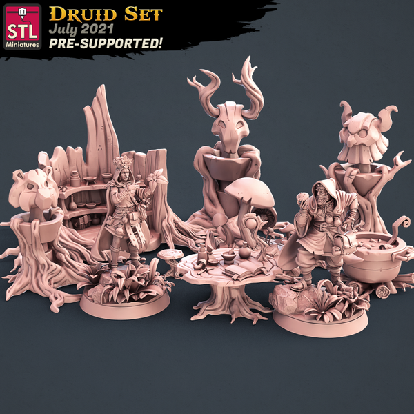 STL Miniatures - Druiden Set / 3D Miniaturen, Wargaming, Tabletop, Fantasy