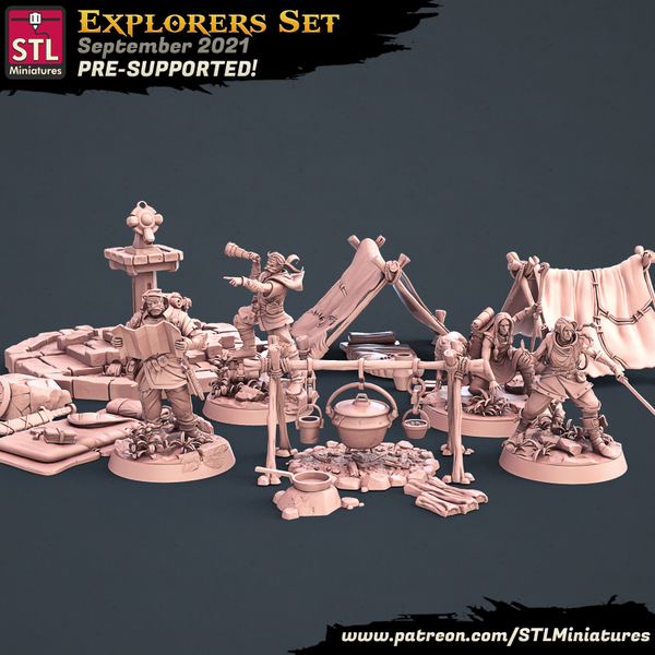 STL Miniatures - Entdecker Set / 3D Miniaturen, Wargaming, Tabletop, Fantasy