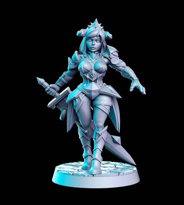 Seelen Kämpfer Turnier - Varuna (weiblicher Ritter) / 3D Miniatur für Wargaming und Tabletop, Fantasy, DnD