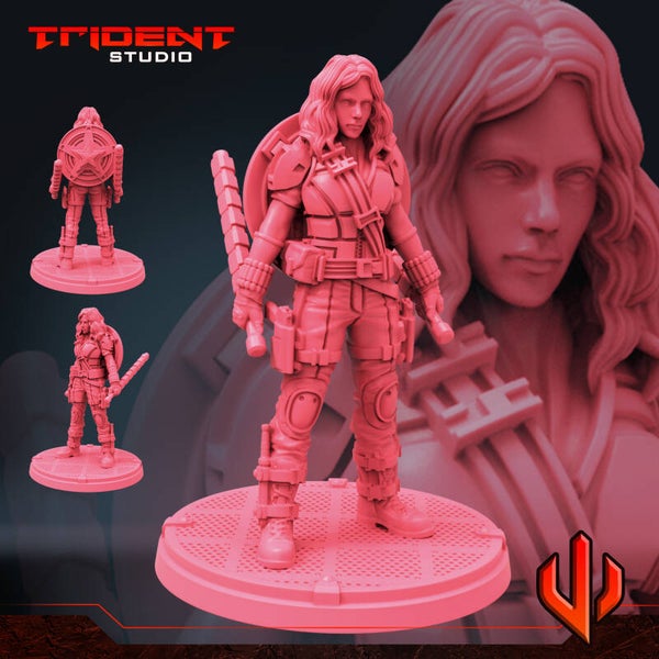 Black Scarlet aka Multiverse Black Widow / 3D Miniatur für Wargaming und Tabletop, Marvel Crisis Protocol