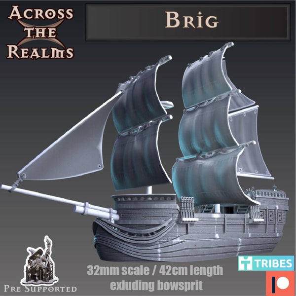 Age of Sail - Brig / 3D Miniatur für Wargaming und Tabletop, Freebooters Fate