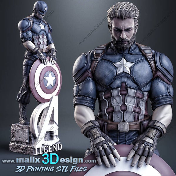 Captain America - Steve Rogers, FanArt, Sammlerfigur / 3D Miniatur für Sammler, Vitrine, Fans
