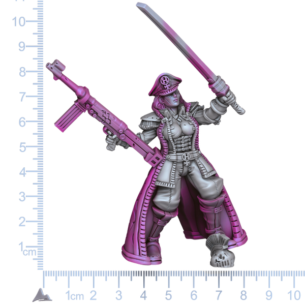 Herrschafts-Soldaten - Die Majorin Display / 3D Miniatur für Display, Sci-Fi, Grimdark, Pin Up